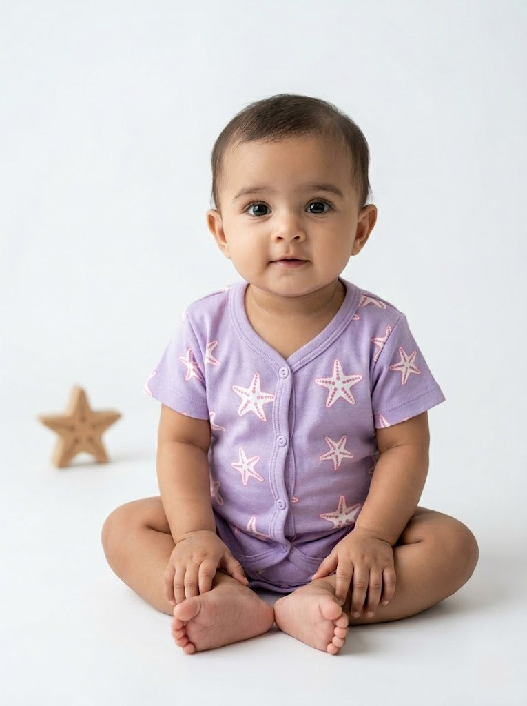 Baby's jabls top - lav starfish