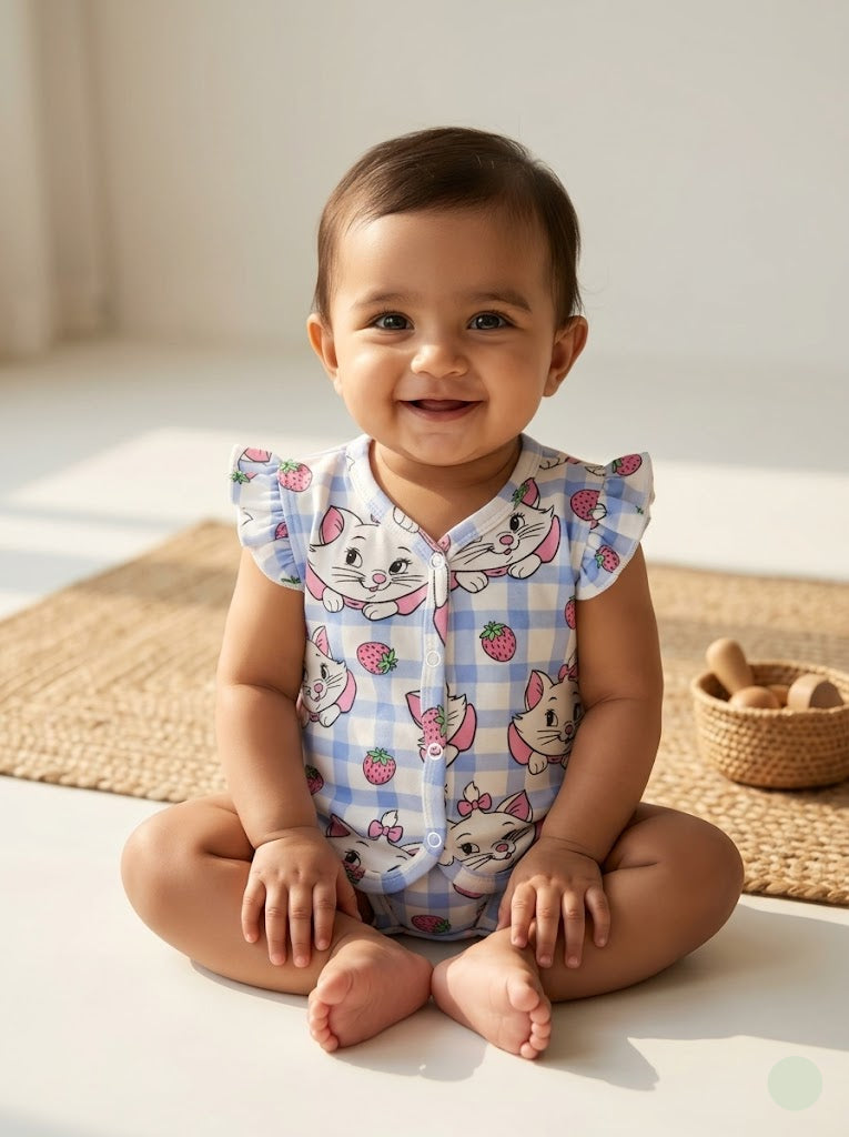 Baby's jabls top - strawberry cats
