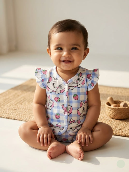 Baby's jabls top - strawberry cats