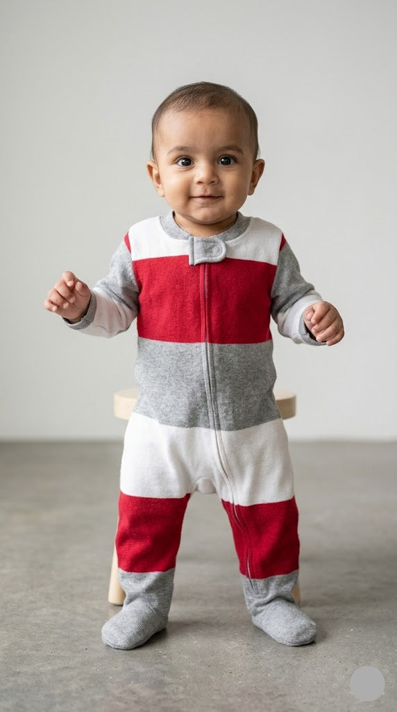 Baby's jumpsuit - red stripes
