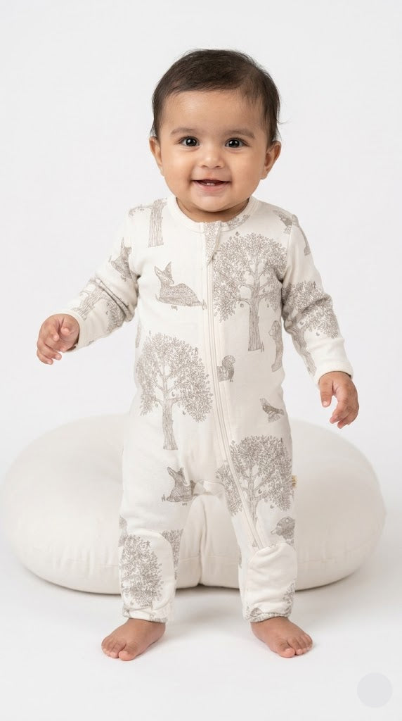 Baby's jumpsuit - white animal