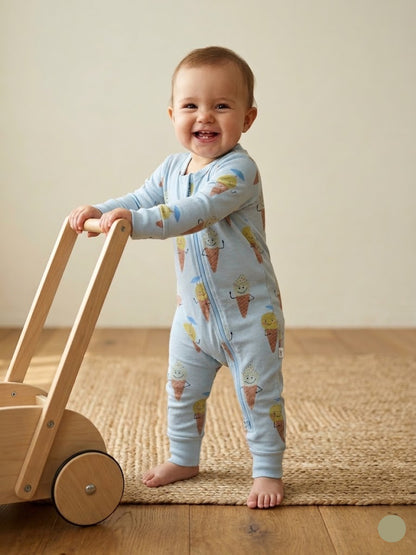 Baby's jumpsuit /sleepsuit - blue ice