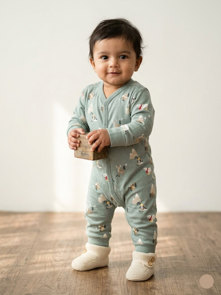 Baby's jumpsuit/sleepsuit - blue winter