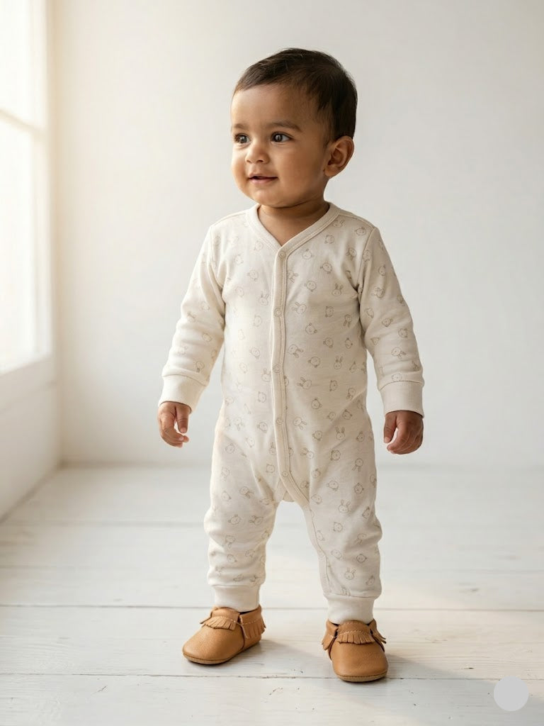 Baby's jumpsuit/sleepsuit - bunny face