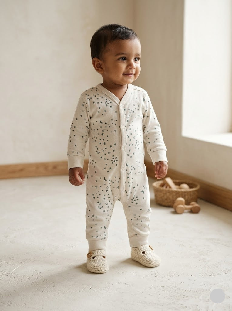 Baby's jumpsuit/sleepsuit - moons & stars