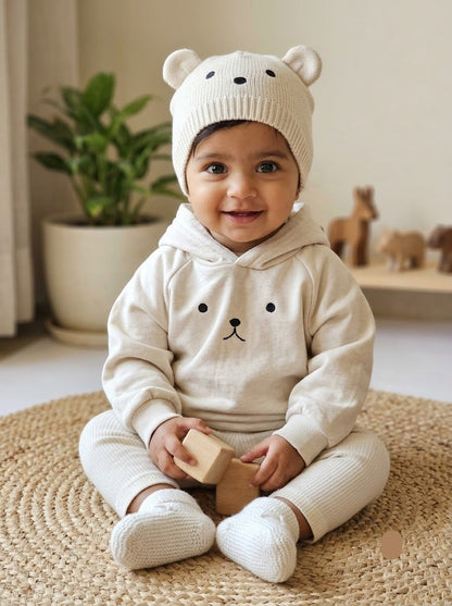 Baby's loop knit Hoodie - half white