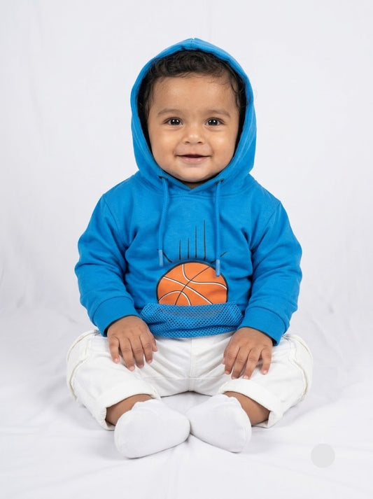 Baby's loop knit hoodie - basket ball