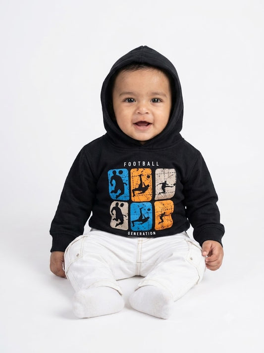 Baby's loop knit hoodie - black