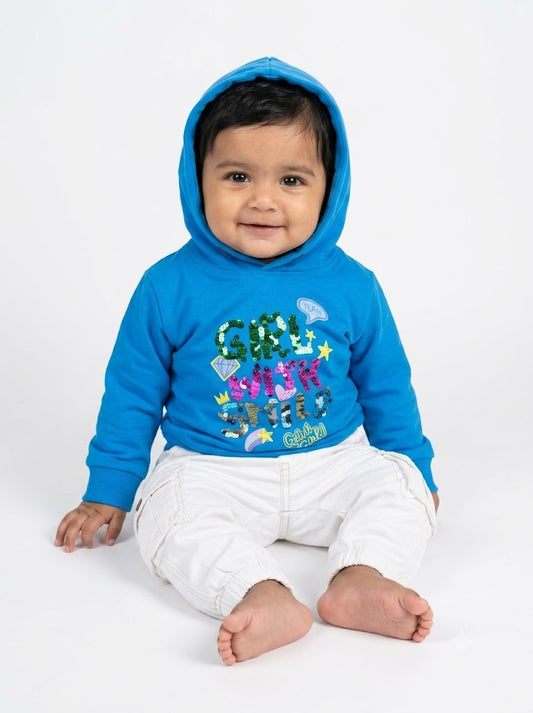 Baby's loop knit hoodie - girl sequence