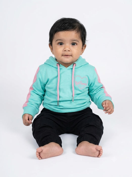 Baby's loop knit hoodie - pastel blue