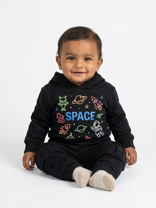 Baby's loop knit hoodie - space