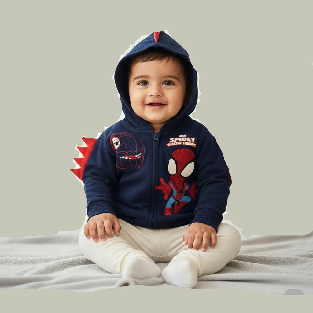 Baby's loop knit hoodie - spidy