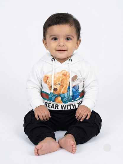 Baby's loop knit hoodie - white bear