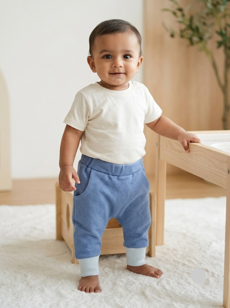 Baby's loop knit pants - blue