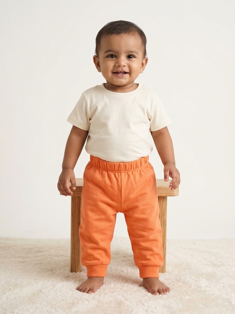 Baby's loop knit pants - orange