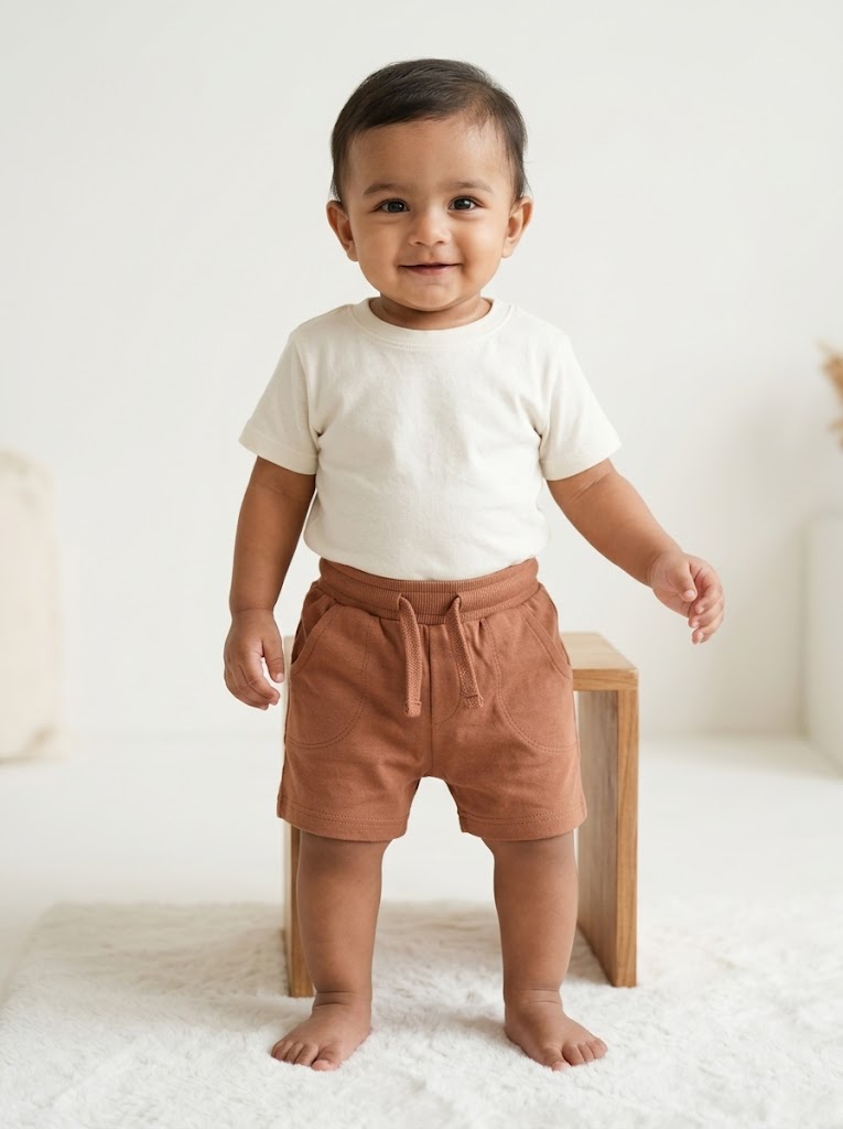 Baby's loop knit shorts - brown