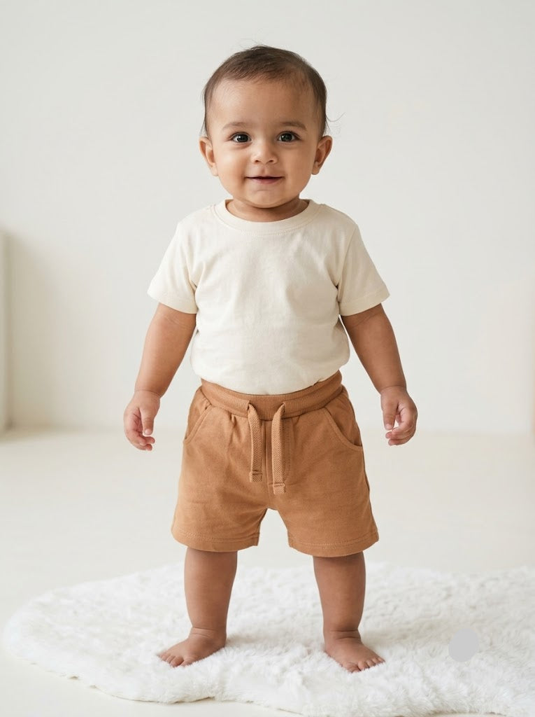 Baby's loop knit shorts - camel