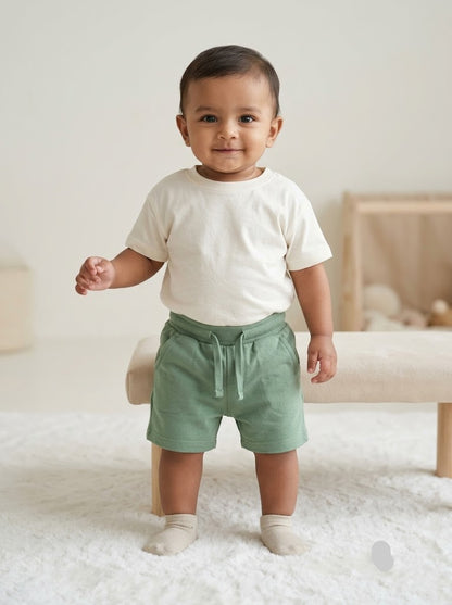 Baby's loop knit shorts - green