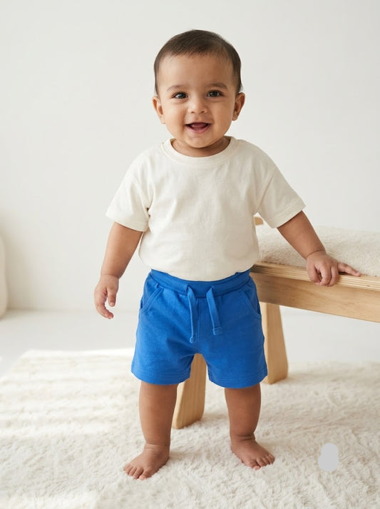 Baby's loop knit shorts - royal blue
