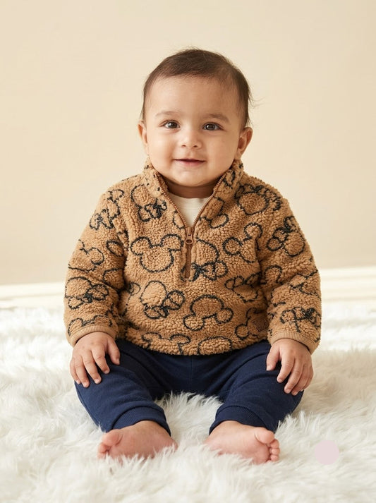 Baby's loop knit sweatshirt - ted face