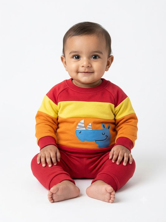 Baby's loop knit t-shirt - red rino