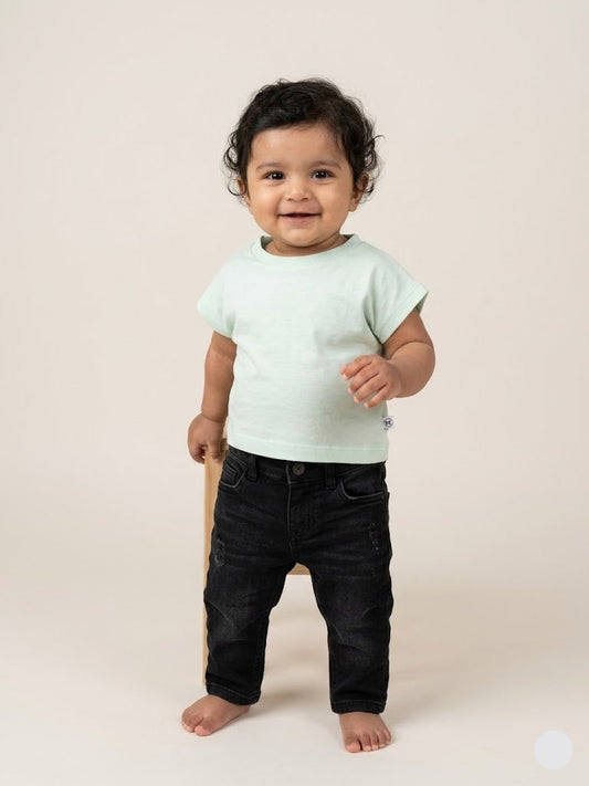 Baby's monkey top - skyblue