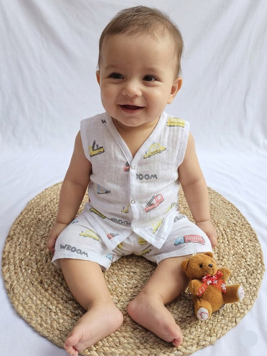 Baby's muslin Co-ord set- Car