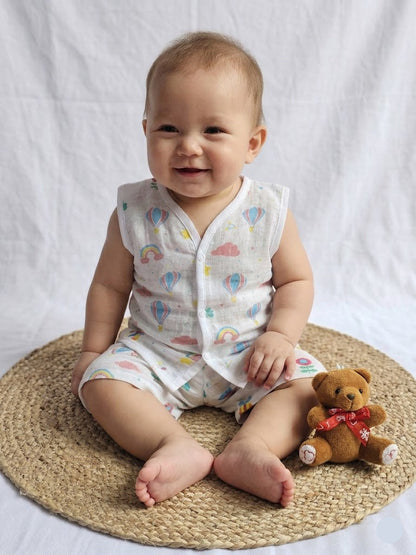 Baby's muslin Co-ord set -Rainbow