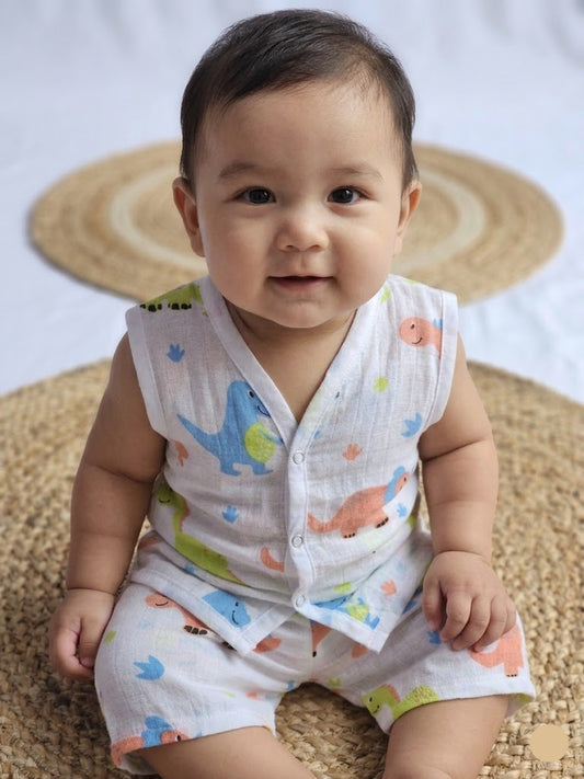 Baby's muslin Co-ord set - Dino