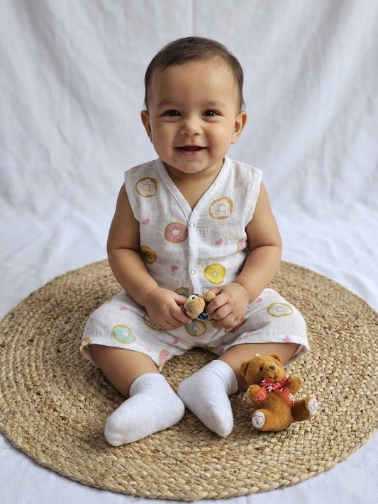 Baby's muslin Co-ord set - Donut