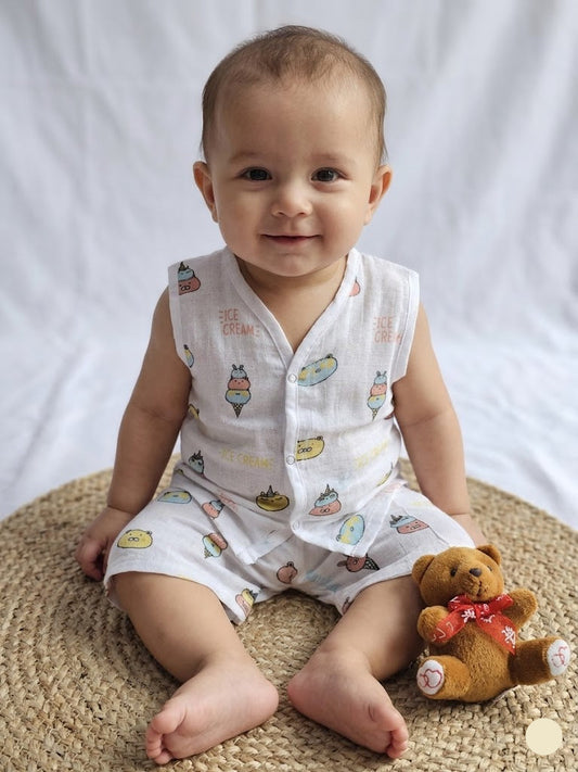 Baby's muslin Co-ord set - Icecream
