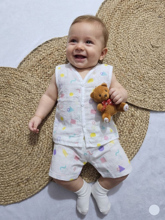 Baby's muslin Co-ord set - Shapes