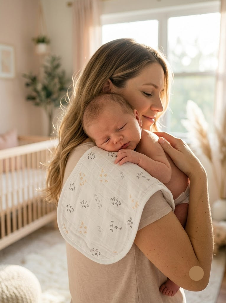 Baby's muslin cotton burp cloth - bird