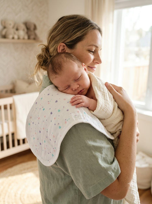 Baby's muslin cotton burp cloth - hearts