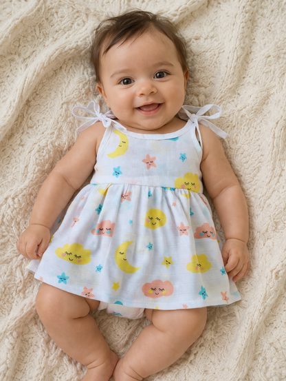 Baby's muslin frock knot - Cloud