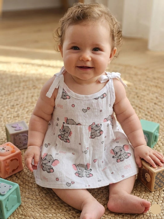 Baby's muslin frock knot - Elephant