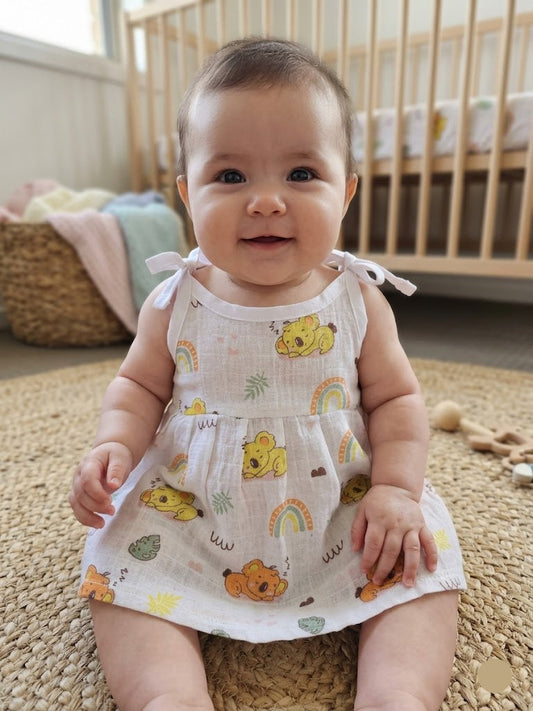 Baby's muslin frock knot - Rainbow