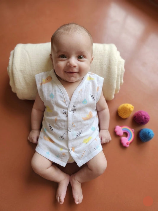 Baby's muslin jabla button - Bird