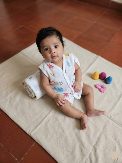 Baby's muslin jabla button - Leaf