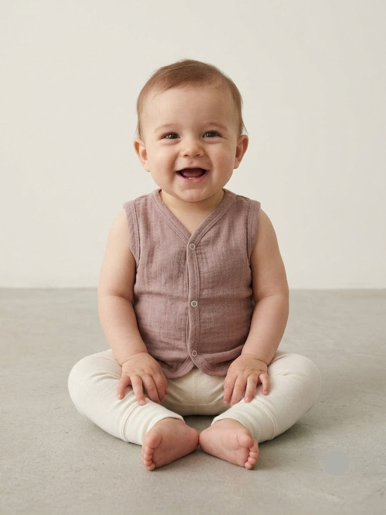 Baby's muslin jabla button - dusty rose