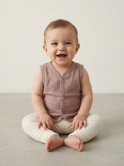 Baby's muslin jabla button - dusty rose