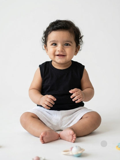 Baby's muslin shorts - white