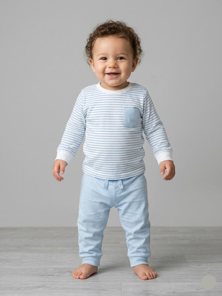 Baby's pant set - blue stripes