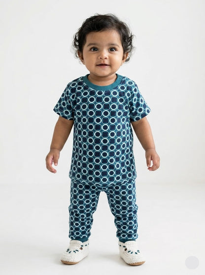 Baby's pant set - nevy circles