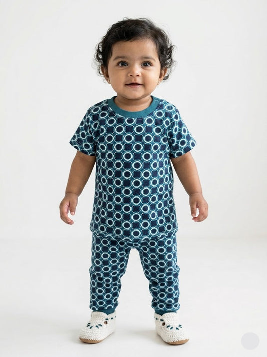 Baby's pant set - nevy circles