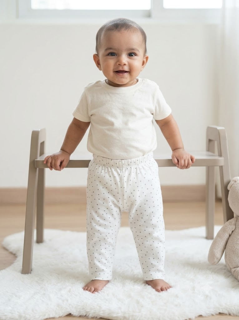 Baby's pants - grey dots