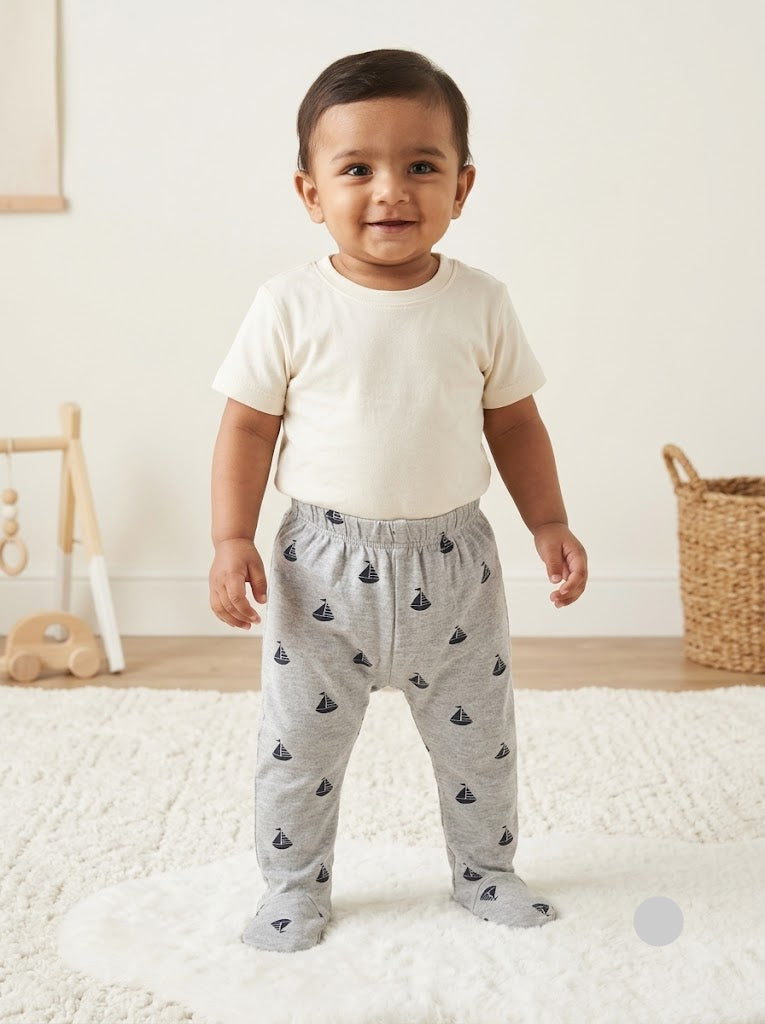 Baby's pants with attached shoe - black boats