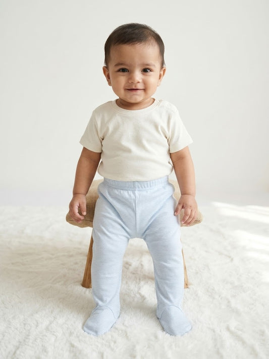 Baby's pants with attached shoe - blue line