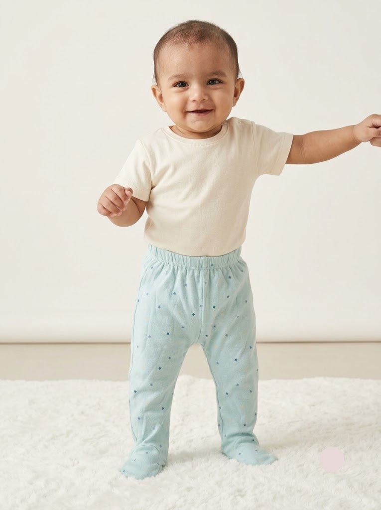 Baby's pants with attached shoe - blue stars