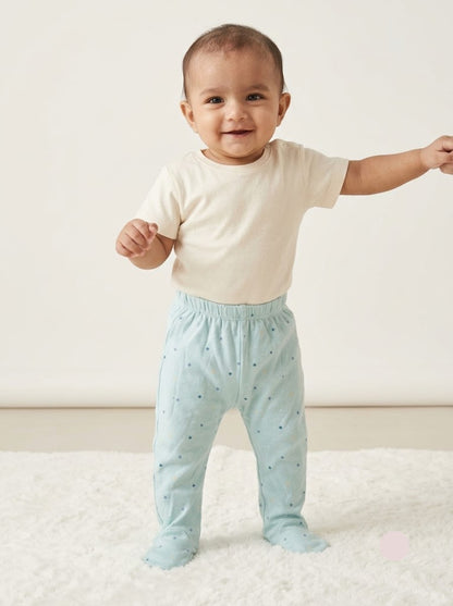 Baby's pants with attached shoe - blue stars